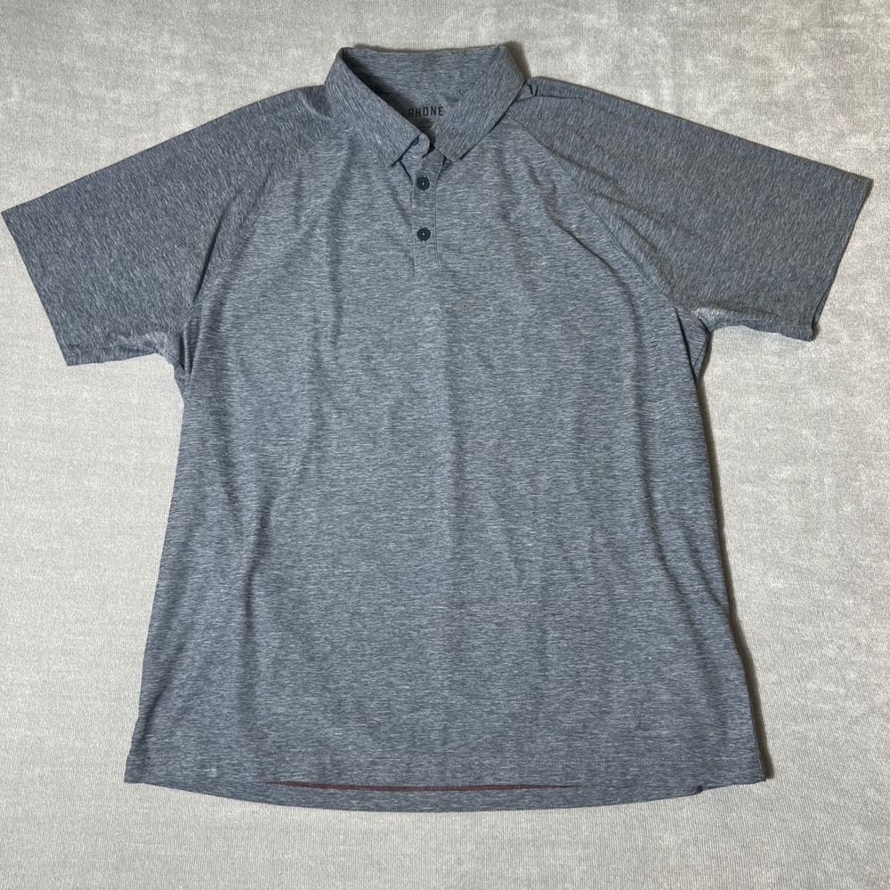 Rhone Mens XL Short Sleeve‎ Polo Shirt Heather Gray Performance Golf Activewear